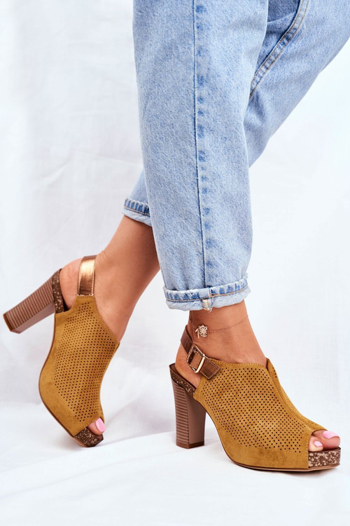 Prolamované Sandály Na Podpatku Sergio Leone SK855 Žluté