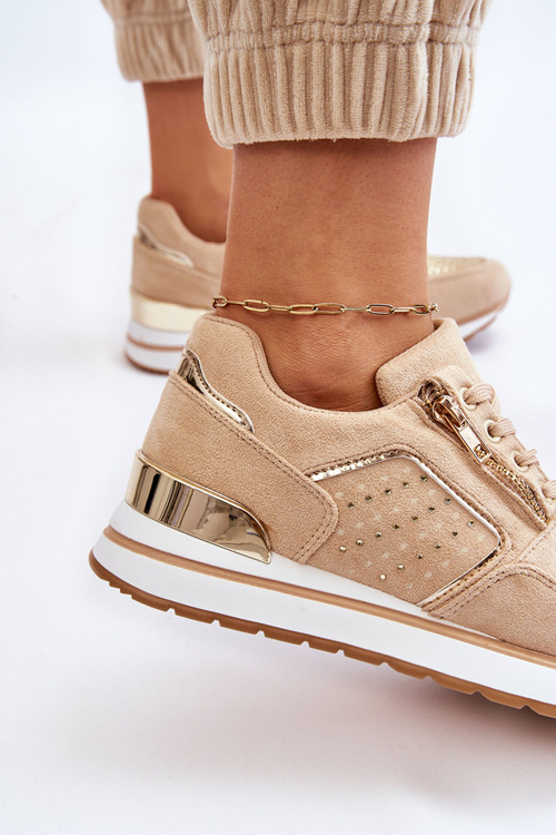 Dámská sportovní obuv s ozdobným zipem béžová Adrea