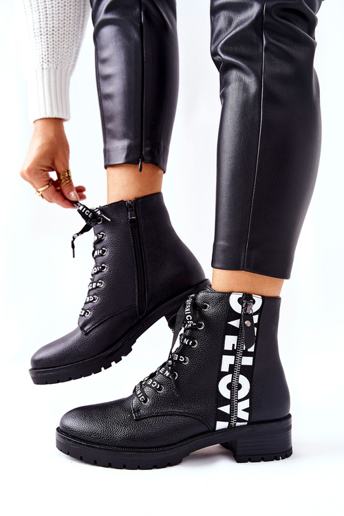 Kožené Boty Workery Se Zipem Černé Henri