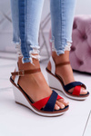 Kaisha Navy Blue Wedge Sandals
