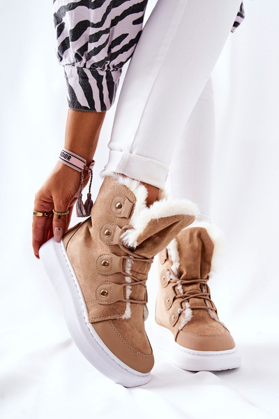 Boty s Fleecovou Podšívkou Béžové Hoppy