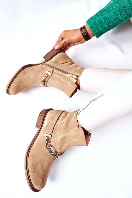 Dámske kožené topánky Nicole Beige Dome