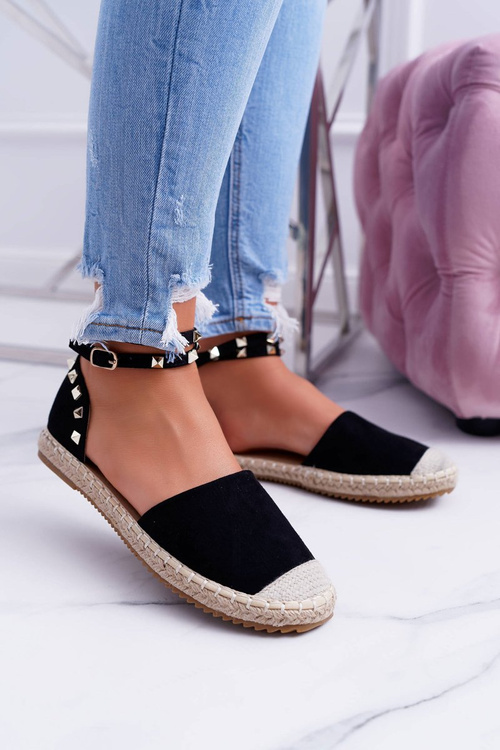 Black Suede Espadrilles Ballerinas s Christelle Comps