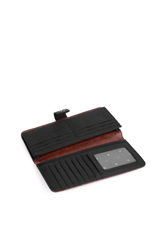 Dámská kožená peněženka na zip Hnědá Černý Florience