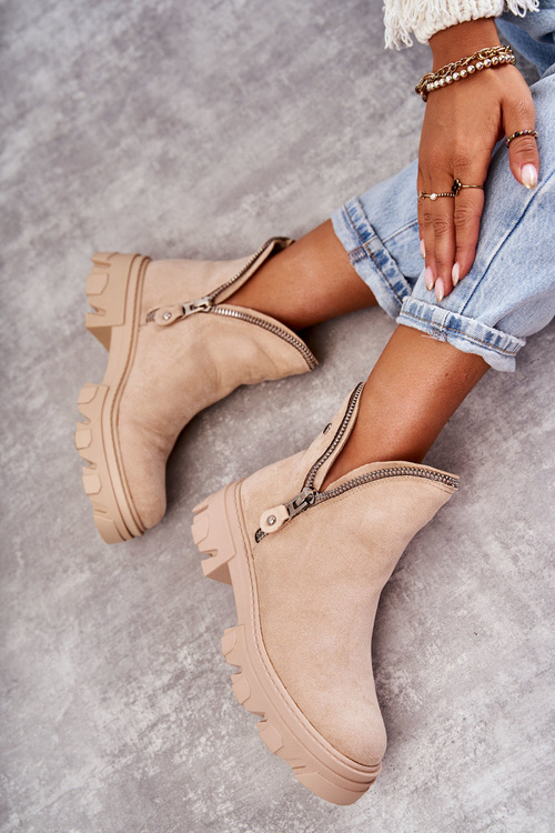 Dámske semišové topánky s béžovými výrezmi rytmu