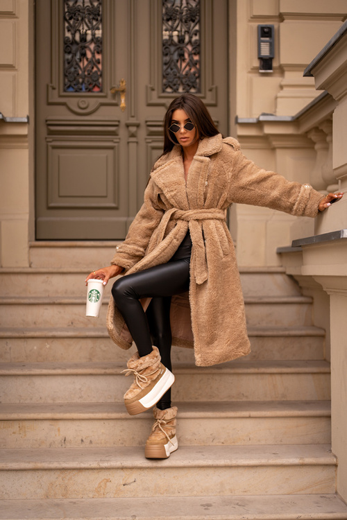 Kožené Dámské Sněhule Na Silné Podešvi S Kožešinou Big Star OO274A207 Hnědé