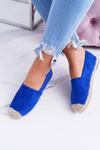 Lu Boo Blue Linen Espadrilles skĺznuť na ramen