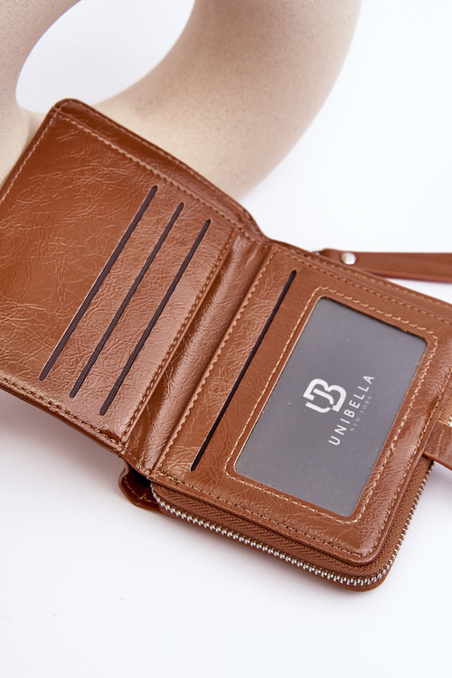 Dámske lakované portfólio portfólio s eko -geather hnedým nakloneným