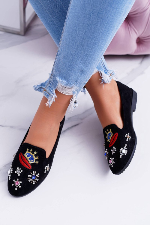 Čierna dámska princezná záplaty baleríny