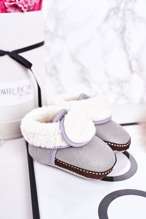 Dětské Teplé Pantofle S Kůží Šedé Cloudlet