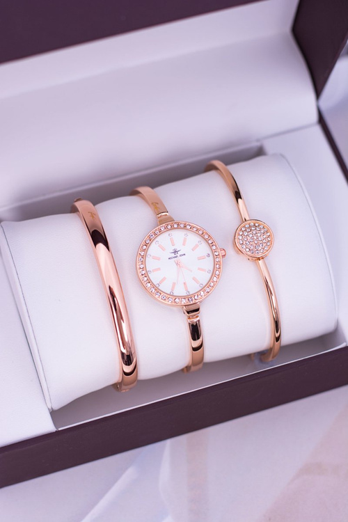 Michael John stanovil dámske hodinky dva náramky Pink Gold