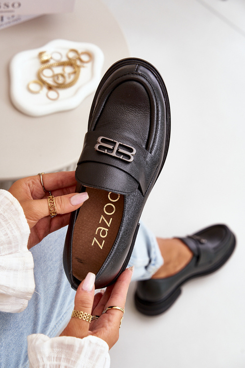 Zazoo 20102 Moderne Lakové Poltopánky na Masívnej Platforme Čierne