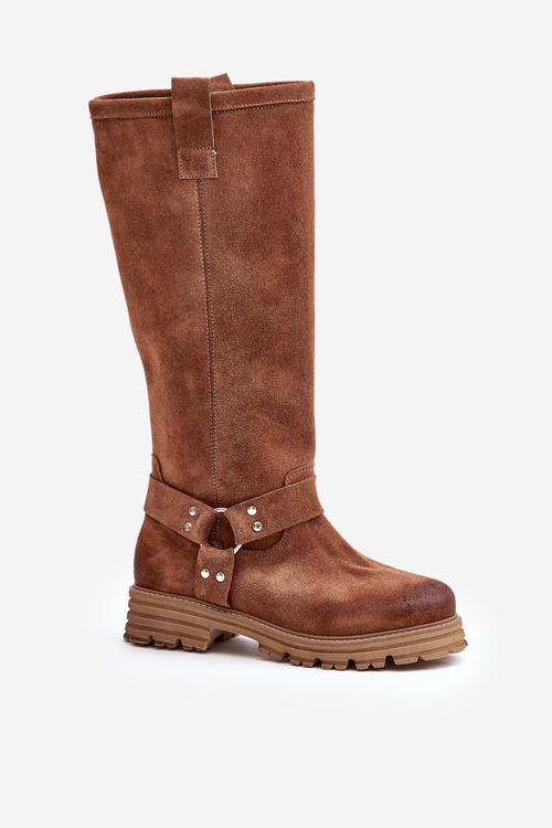 Dámske Semišové Čižmy Po Koleno Hnedé Lewski 3615