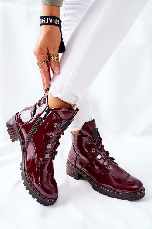 Teplé Boty Lakovane Burgundské Cloghan