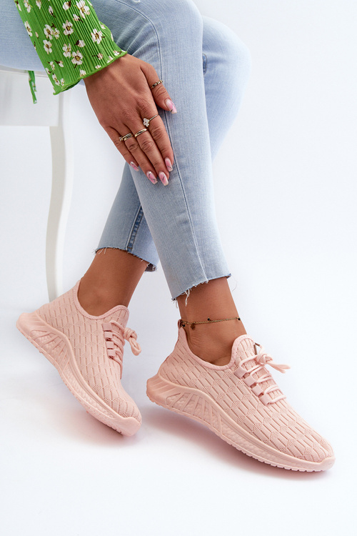 Lehké dámské sportovní boty z látky růžové