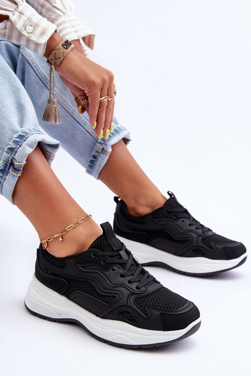 Dámske tenisky Športové topánky na čiernej a bielej platforme Lomare