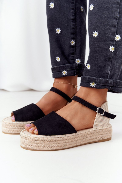 Sandále na plošine s Black Megara Braid