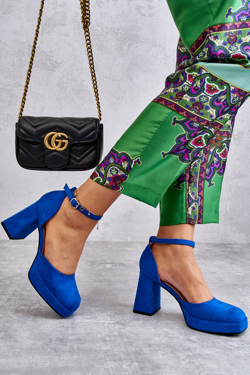 Semišové robustní lodičky na platformě Modre Diame