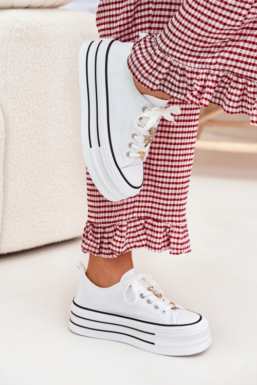 Dámské Tenisky Na Platformě Se Zlatými Doplňky Bílé Fiorina