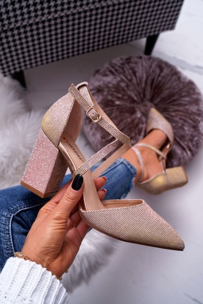 Dámske čerpadlá na šampanskom Trever Glitter Post