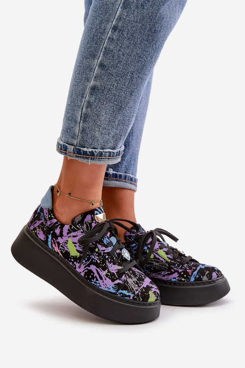 Kožené Sportovní Boty Na Platformě Fialové Maciejka 06191-05