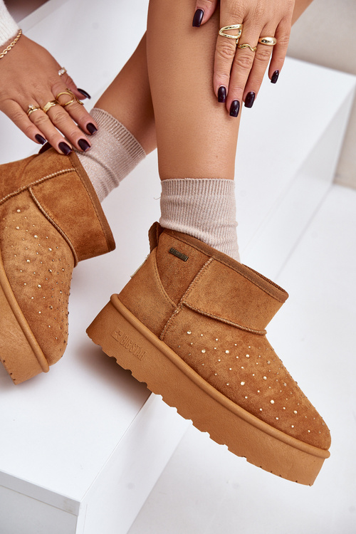 Sněhule se zdobením na platformě Big Star OO274A104 Camel