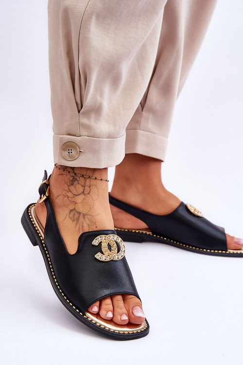 Dámske sandále s dekoráciou S. Barski KV-2775-49 Čierna