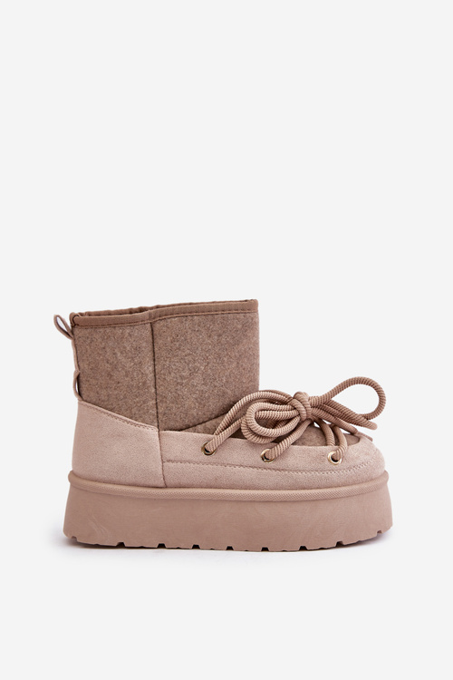 Snehule S Viazaním Na Platforme Béžové Mavora