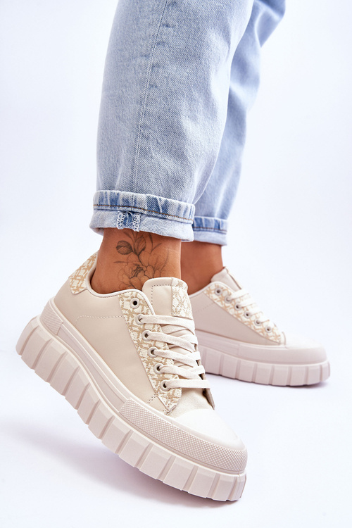 Dámské kožené tenisky na platformě Béžové Alison