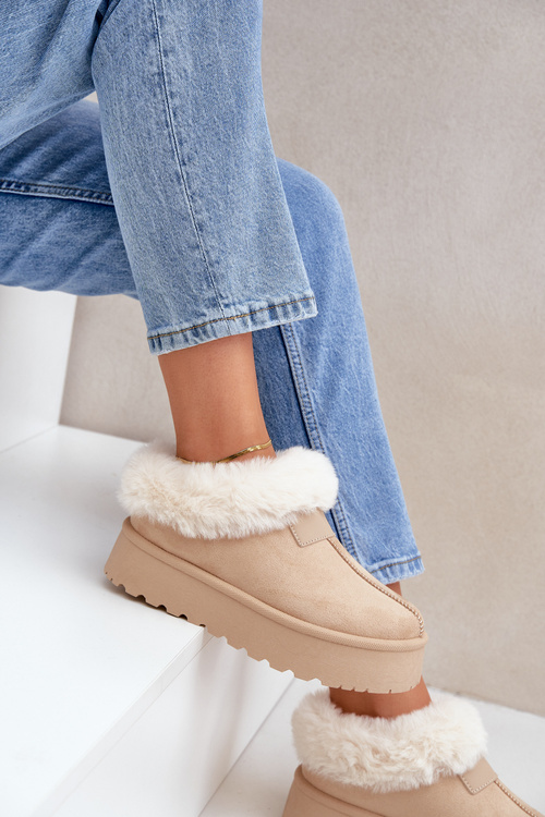 Snehule S Nízkych Svrškom S Kožušinou Na Platforme Eko Semišové Svetlo Béžové Neathoria