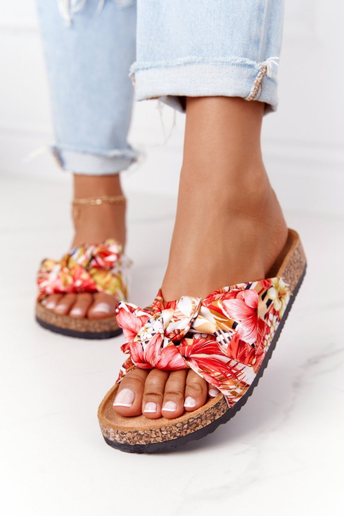 Papuče na korkovej podrážke žlté s wendy kvetmi