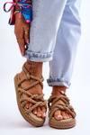Módne dámske sandále Tiffanie Beige Braided Sandals