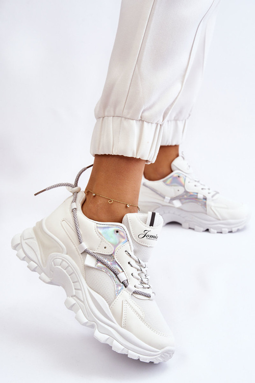 Dámske šnurované športové topánky na platforme White Minea Platform