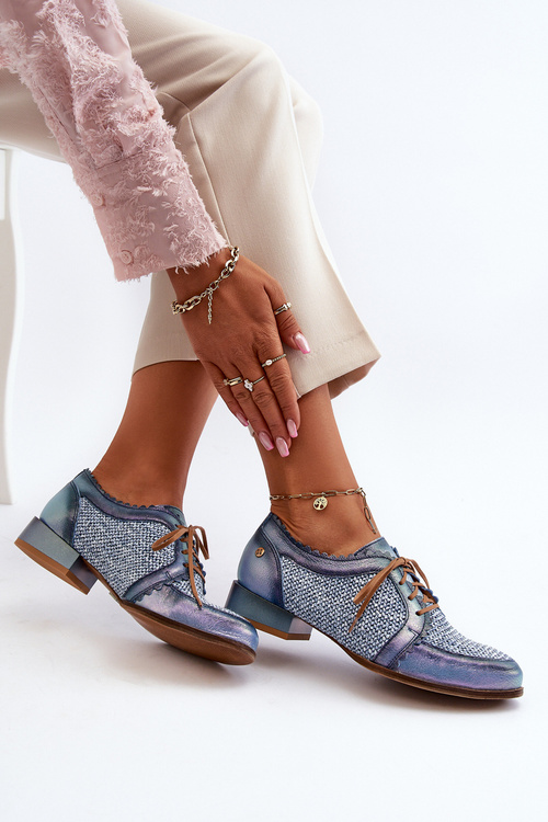 Dámska kožená šnurovacia obuv Maciejka 06452-06 modrá