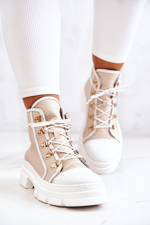 Kožené boty Béžová a bílá Letty