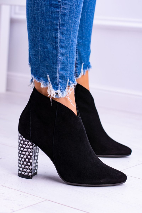 černé Elegantní semišové boty na baru Laura Messi 1849