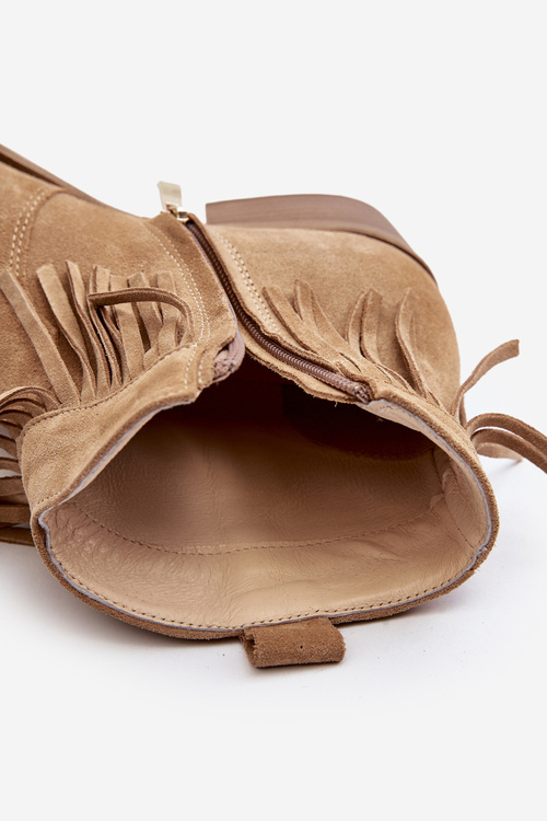 Zazoo 3430 Dámské semišové botky s frčkami béžové