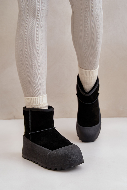 Zateplené semišové snehule na platforme Big Star OO274A213 čierne