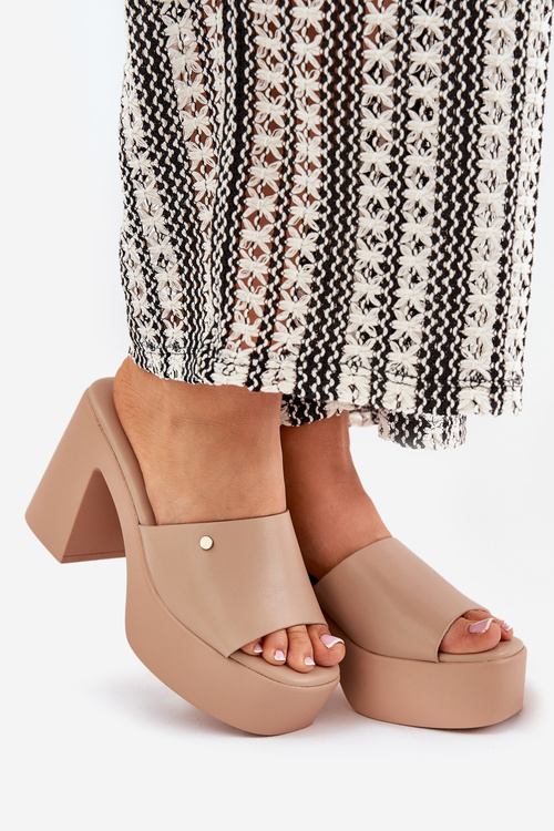 Dámske Sandále Z Eko Kože Na Podpätku A Platforme Khaki Tamirella