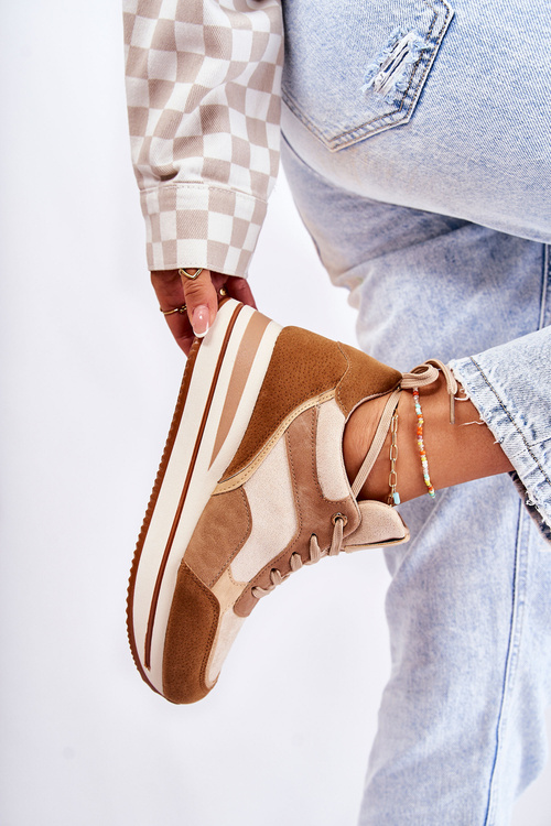 Dámske semišové športové topánky hnedé a béžové Elisse