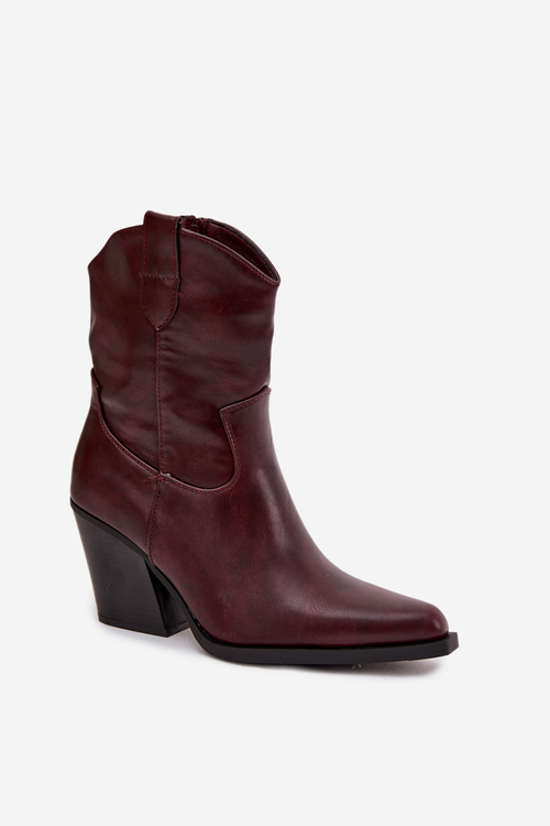 Dámské kožené boty typu kovboj na podpatku Bordové Sorelia