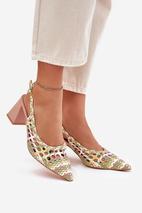 Tkané Sandále Na Opätku Ružové Ebina