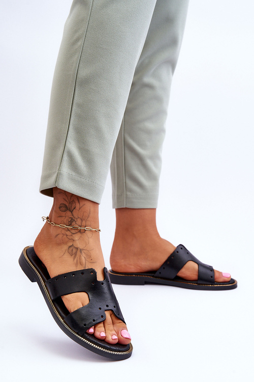 Zazoo 40326 Dámské Žabky S Ozdobnými Výstřihy Černé