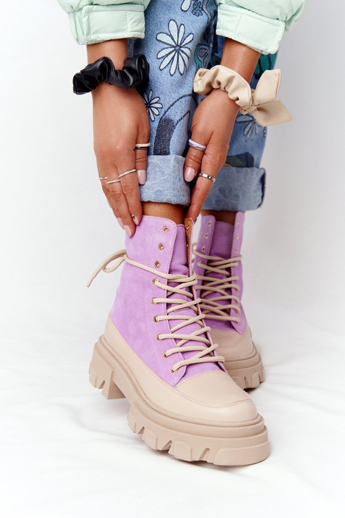 Semišové Boty Lewski Shoes 3007-0 Fialové