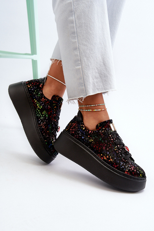 Kožené tenisky na platforme Maciejka 6191S-01 čierne