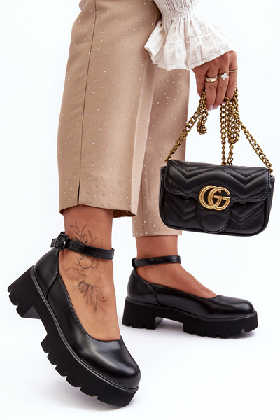 Dámské polobotky s nízkým podpatkem s klíčem Černá Owena