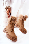 Kožené boty s kožešinou Béžove Farley