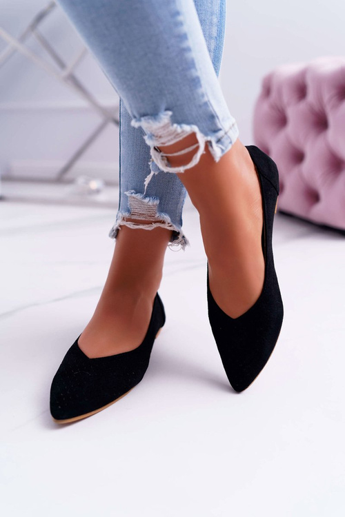 Ženské baleríny lu boo otvorené dielo čierny dezert