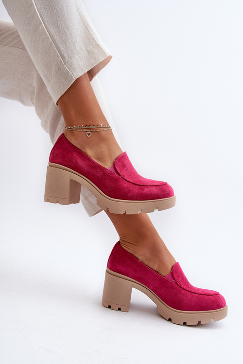 Dámské polobotky z ekokože semišové na podpatku a platformě fuksiové Arablosa
