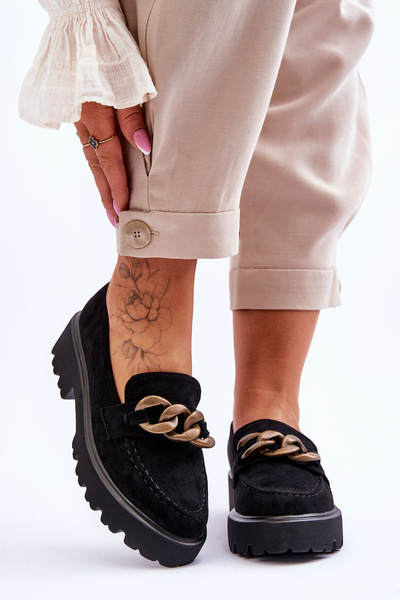 Semišové dámské mokasíny S.Barski HX52-222 Černá